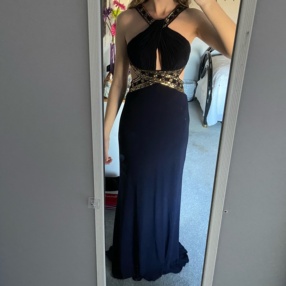 Prom dress!! Navy Blue & Gold